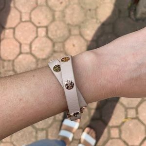 Tory Burch Rose Gold & Pink Leather Wrap bracelet